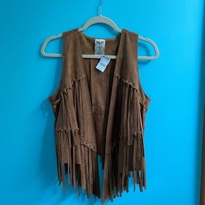 Faux Suede Fringe Vest